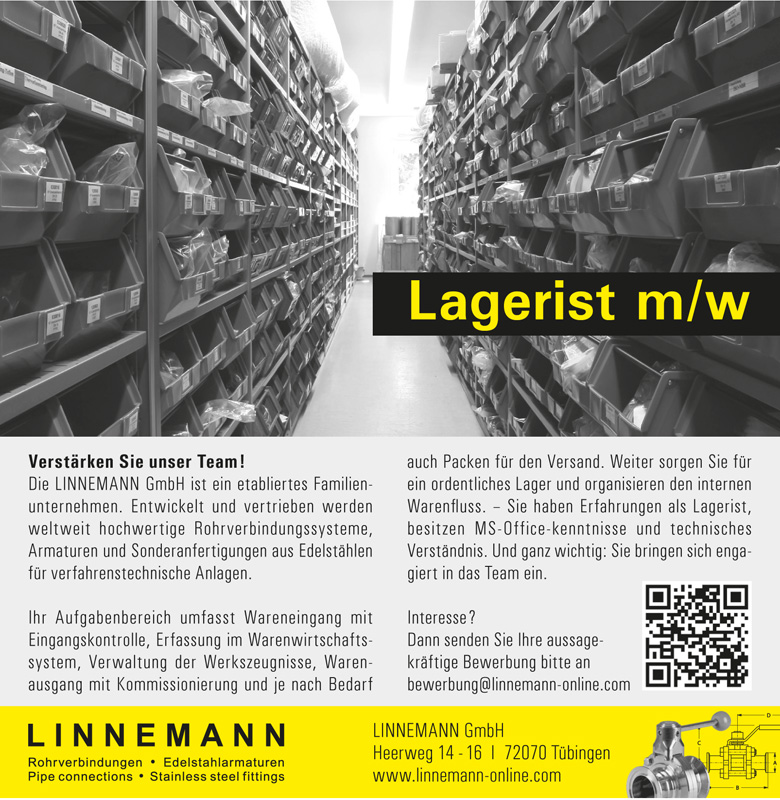 Anzeige Lagerist